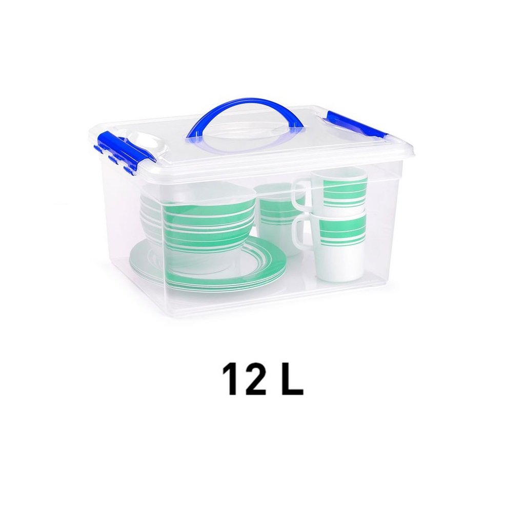 Plastic Forte Plastic Box with Closing Clips & Handle - 12L