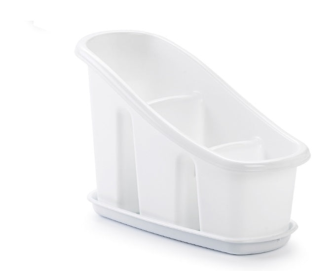 Plastic Forte Cutlery Drainer with Tray, White