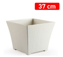 Load image into Gallery viewer, Plastic Forte Rattan Square Plant Pot &amp; Flower Planter, Ivory - Available in different sizes

