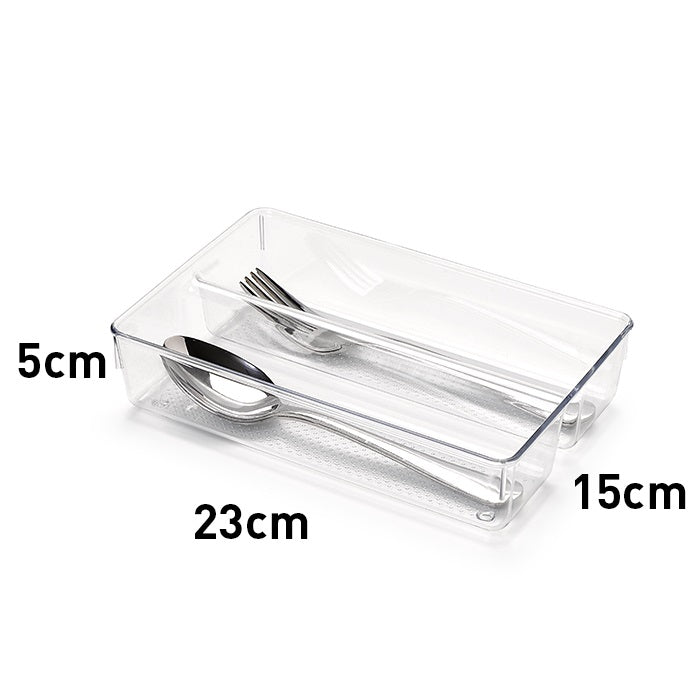 Plastic Forte Transparent Kitchen Drawer Organizer, Cutlery Tray with 2 Compartments - No. 2