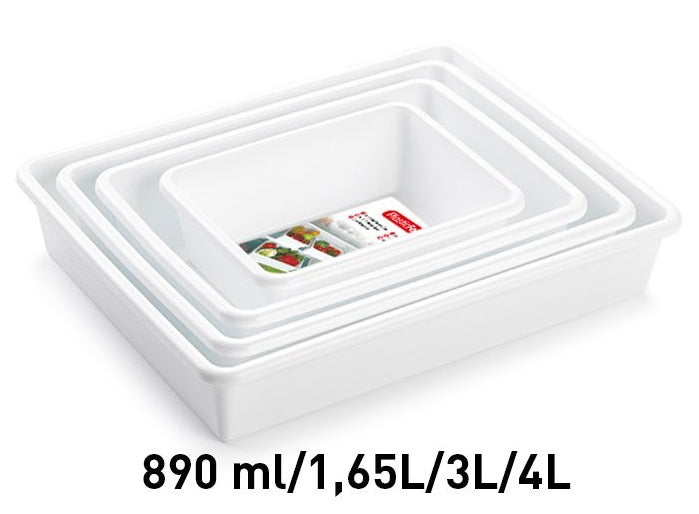 Plastic Forte Set of 4 Food Trays for Fruits & Vegetables, White