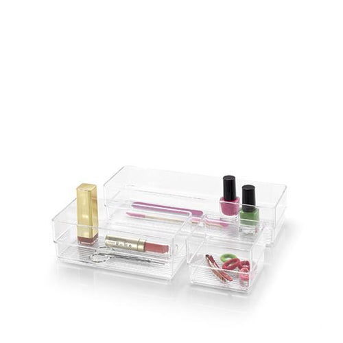 Plastic Forte Set of 3 Organizers - Transparent
