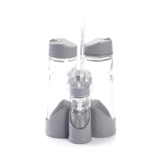 Load image into Gallery viewer, Plastic Forte 5-Piece Oil &amp; Vinegar Dispenser Set with Salt and Pepper Shakers &amp; Stand
