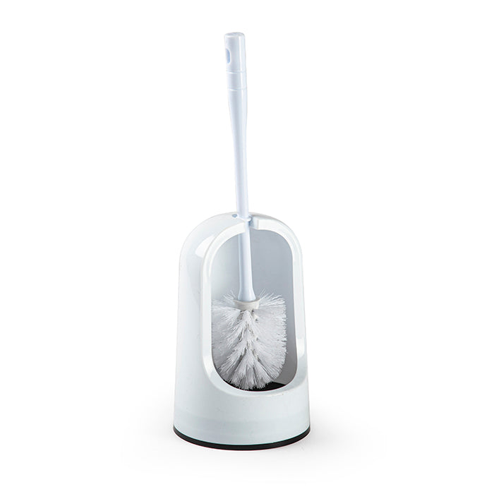 Plastic Forte Toilet Brush with High Stand - 40cm, White or Silver