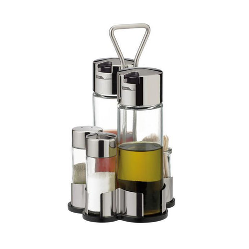 Tescoma Club Salt, Pepper, Oil, Vinegar and Toothpick Dispensers Set with Stand