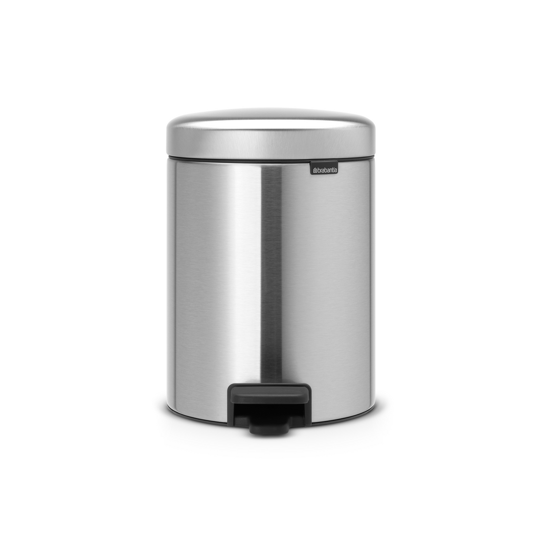 Brabantia New Icon Pedal Bin, 5 Liters - Matt Steel
