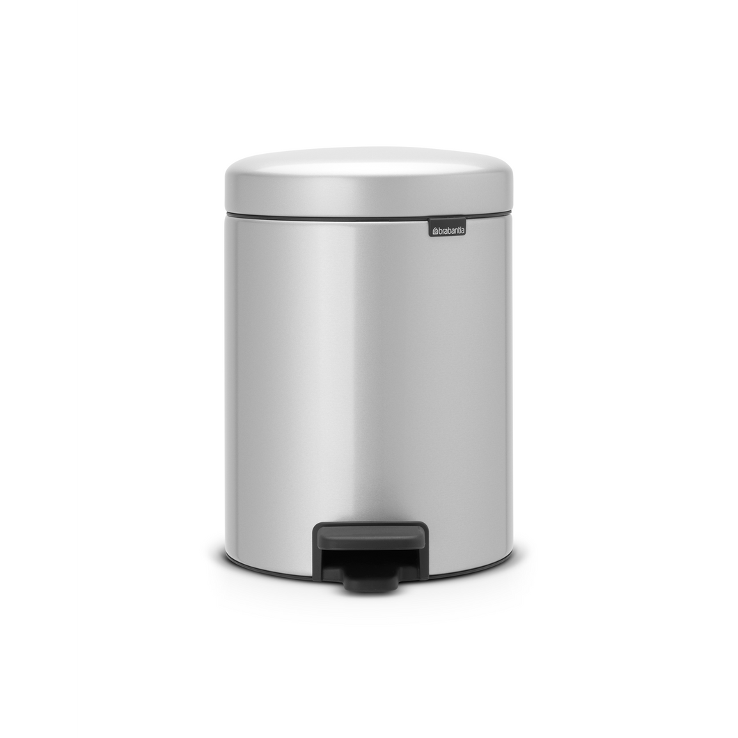 Brabantia New Icon Pedal Bin, 5 Liters - Metallic Grey