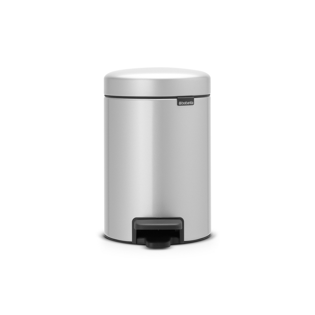 Brabantia New Icon Pedal Bin, 3 Liters - Metallic Grey