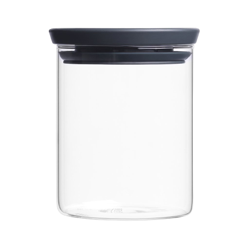 Brabantia Stackable Glass Jar - 0.6L - Dark Grey