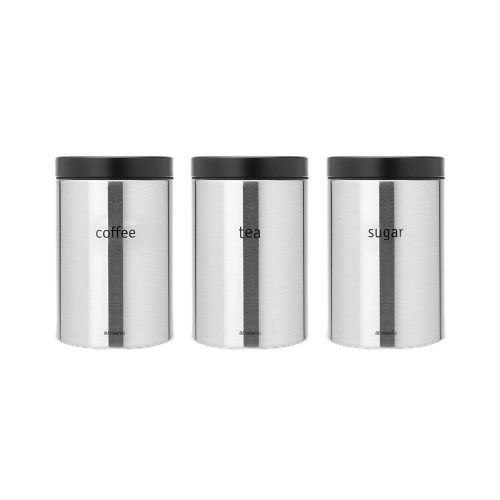 Brabantia Canisters  Set of 3 - 1.4L - Matt Steel Fingerprint Proof