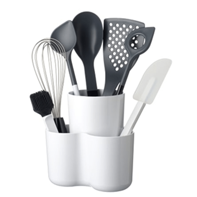 Rosti Mepal 2-Piece Utensil Organizer/Holder, Plastic - White