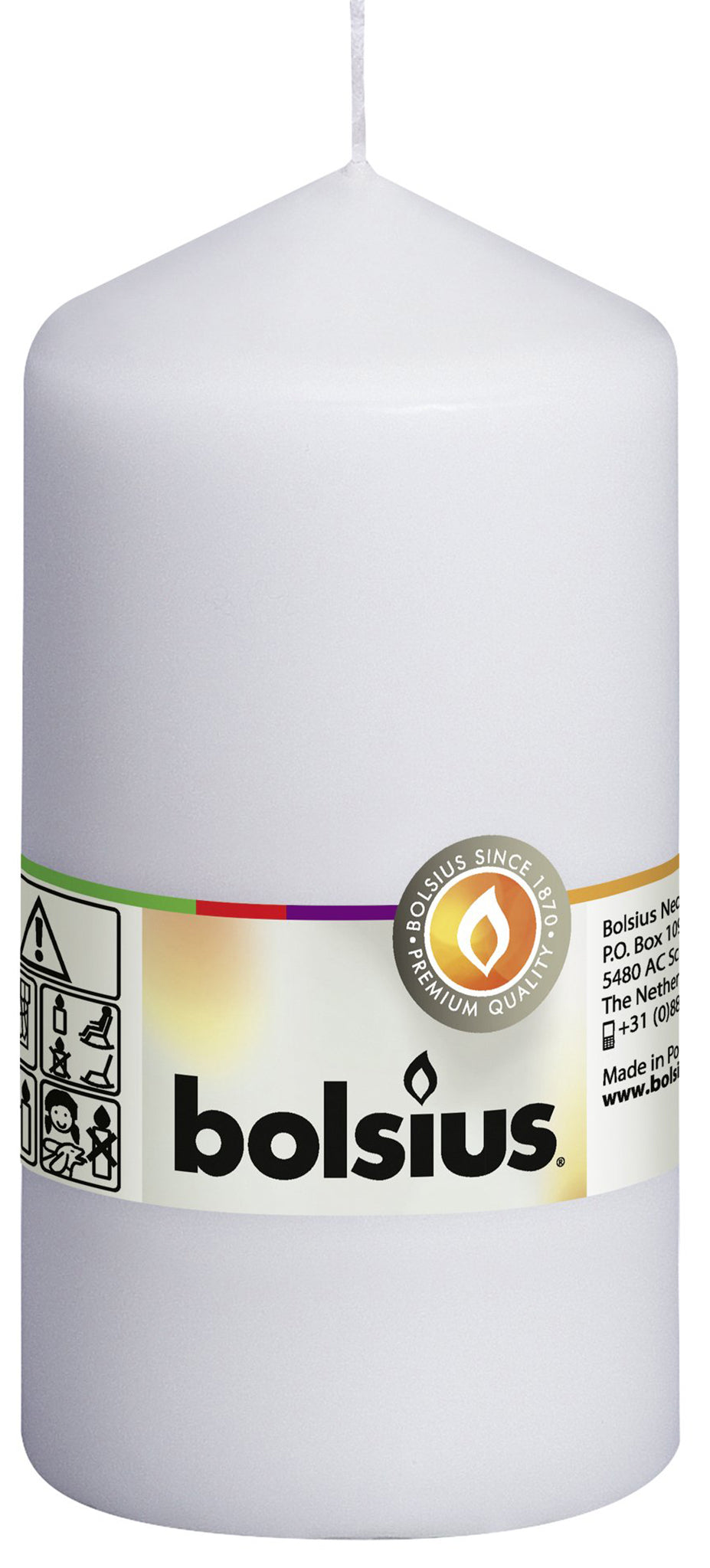 Bolsius Unscented Pillar Candle 130/68mm - Available in different colors