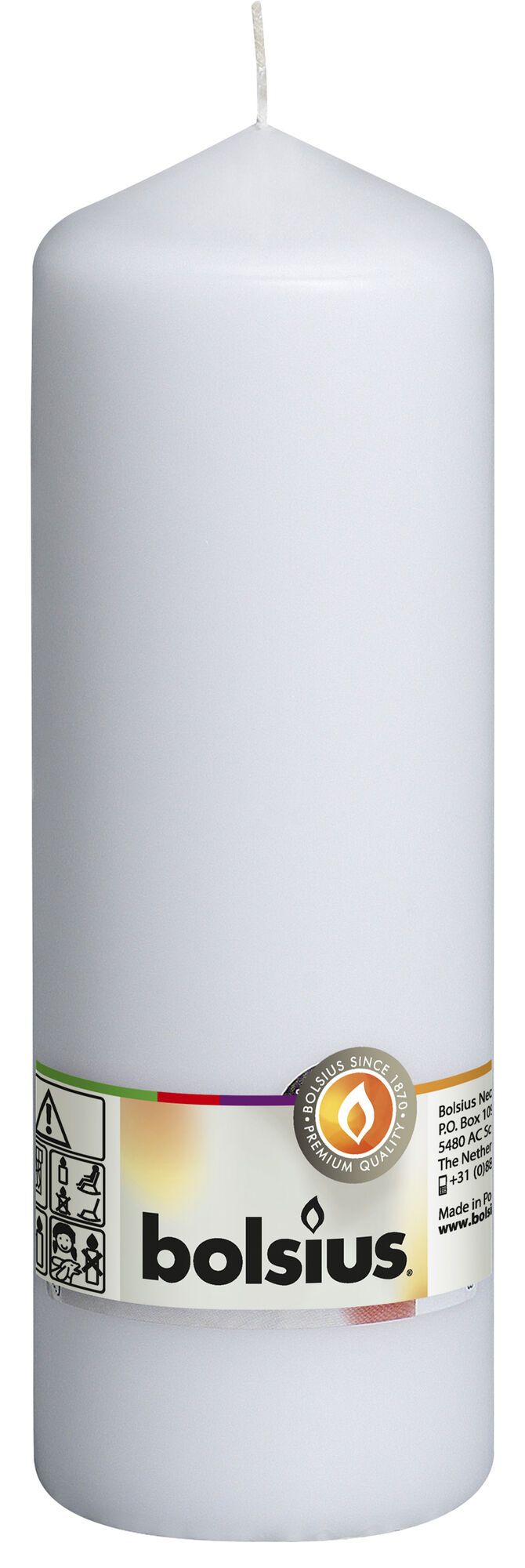 Bolsius Unscented Pillar Candle 200/68mm - Available in different colors
