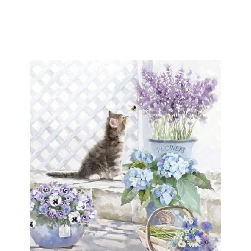 Ambiente Napkin Kitten with Lavender - Small