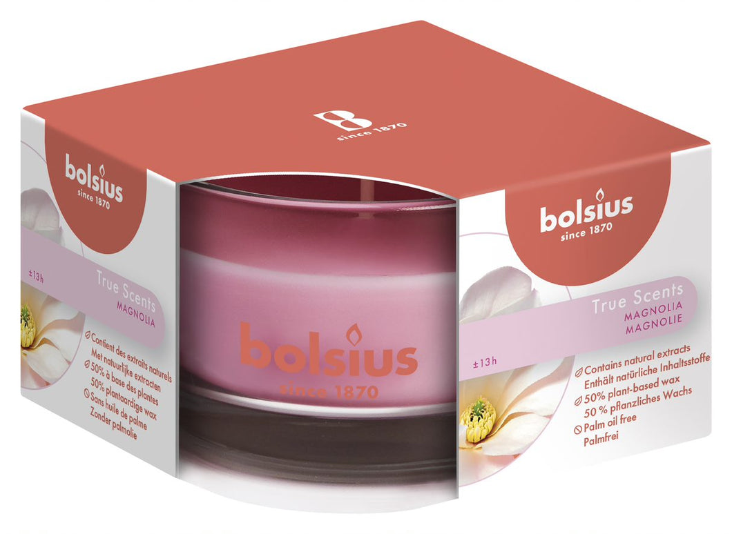 Bolsius True Scents Magnolia Candle in Glass, Scented - Available in different sizes