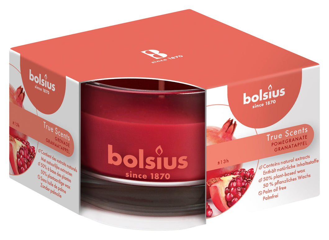 Bolsius True Scents Pomegranate Candle in Glass, Scented - Available in different sizes