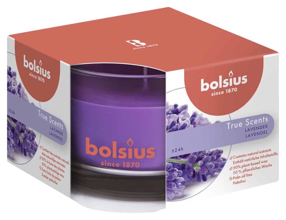 Bolsius True Scents Lavender Candle in Glass, Scented - Available in different sizes