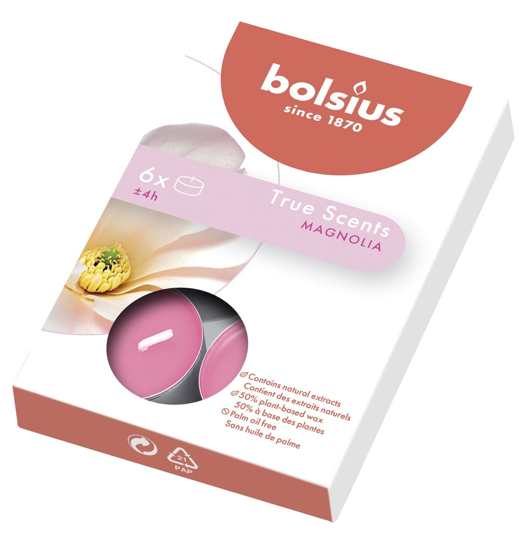 Bolsius True Scents Magnolia Tealight Candles, Scented - Pack of 6