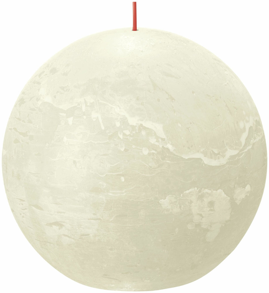 Bolsius Shine Rustic Ball Candles, Soft Pearl - 145mm