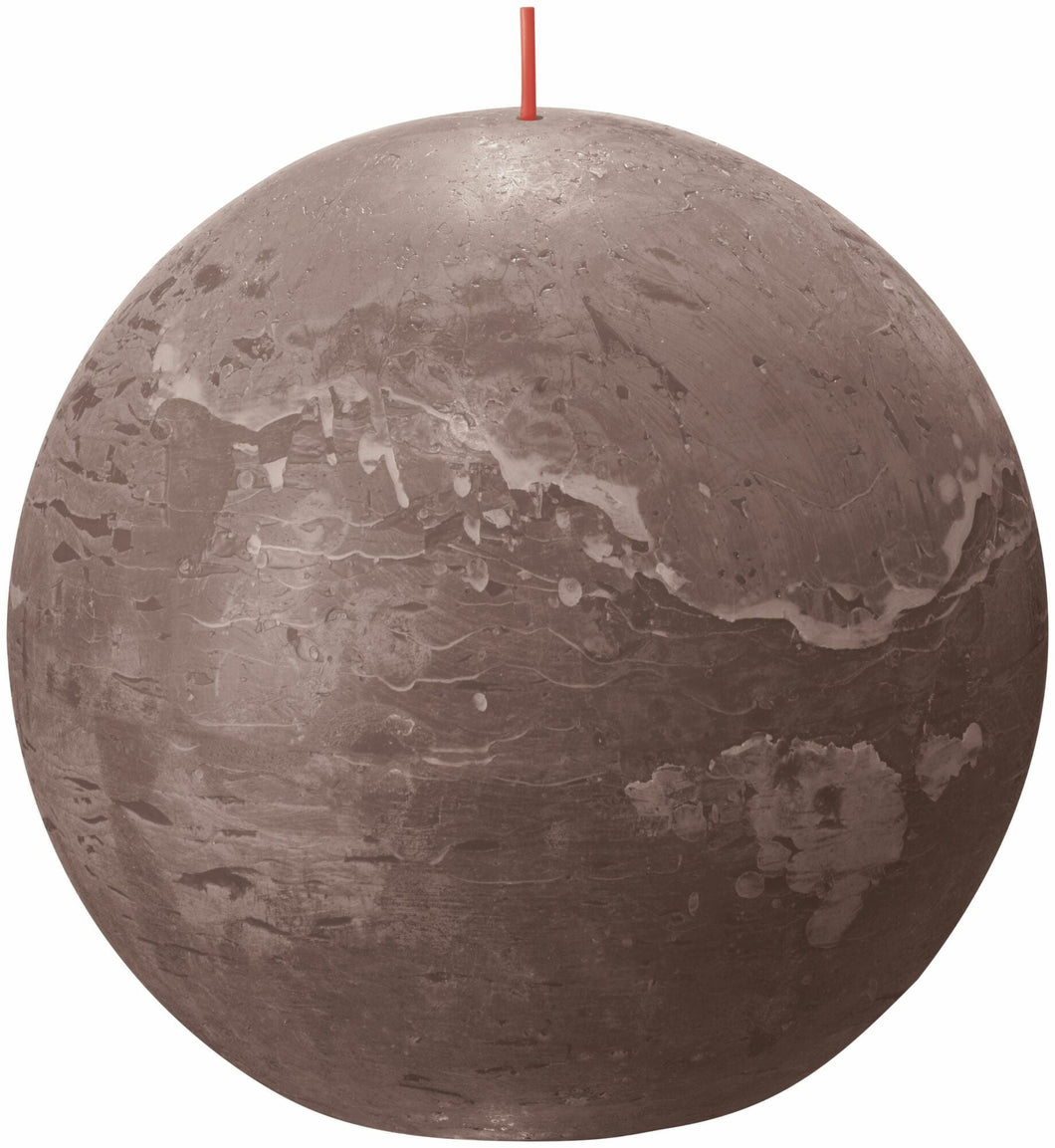 Bolsius Shine Rustic Ball Candles, Rustic Taupe - 145mm