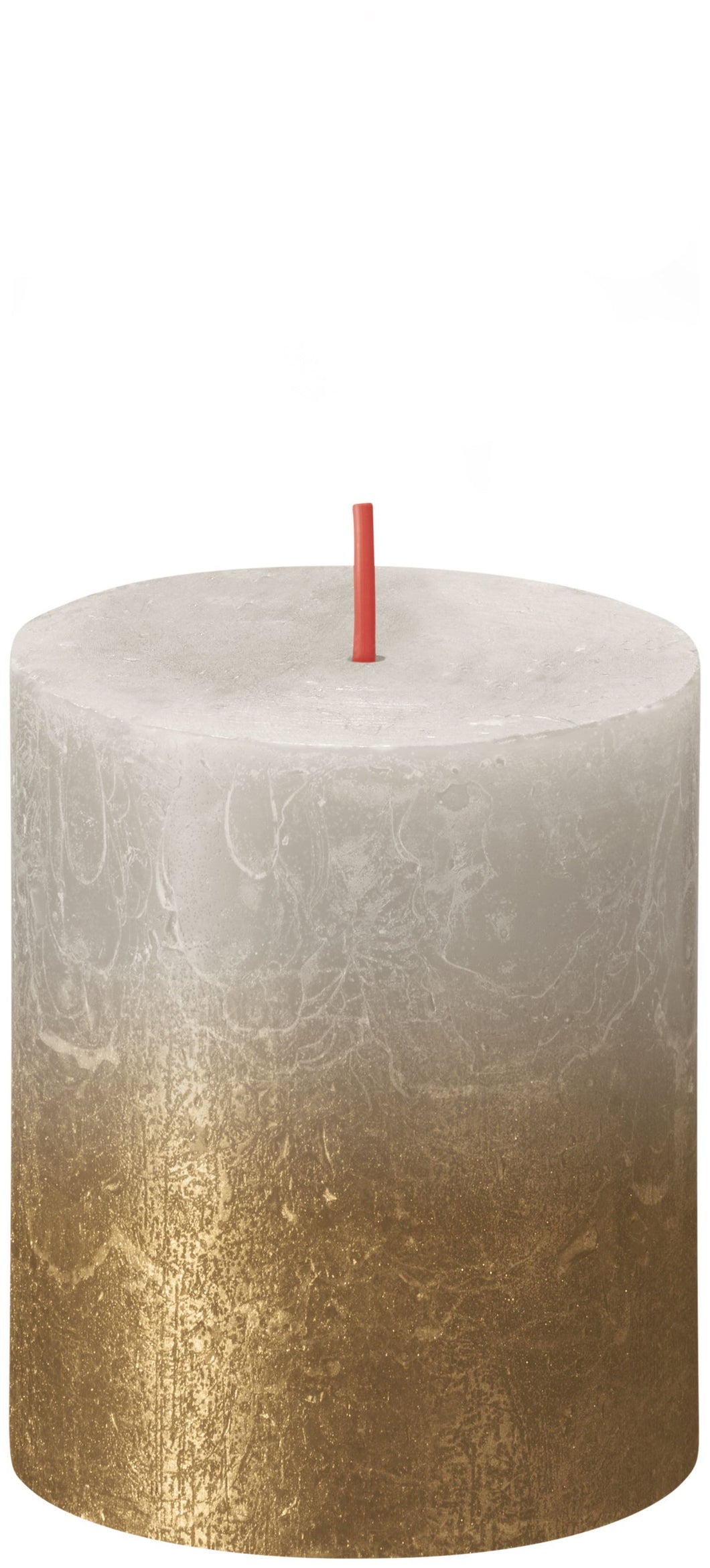 Bolsius Special Rustics Small Pillar Candle, Sandy Grey + Gold - 80/68mm