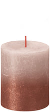 Load image into Gallery viewer, Bolsius Sunset Rustics Small Pillar Candle, Misty Pink + Amber - 80/68mm
