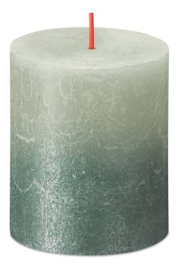 Bolsius Special Rustics Small Pillar Candle, Foggy Green + Oxide Blue - 80/68mm