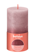 Load image into Gallery viewer, Bolsius Sunset Medium Rustic Pillar Candle, Ash Rose &amp; Red - 130/68mm
