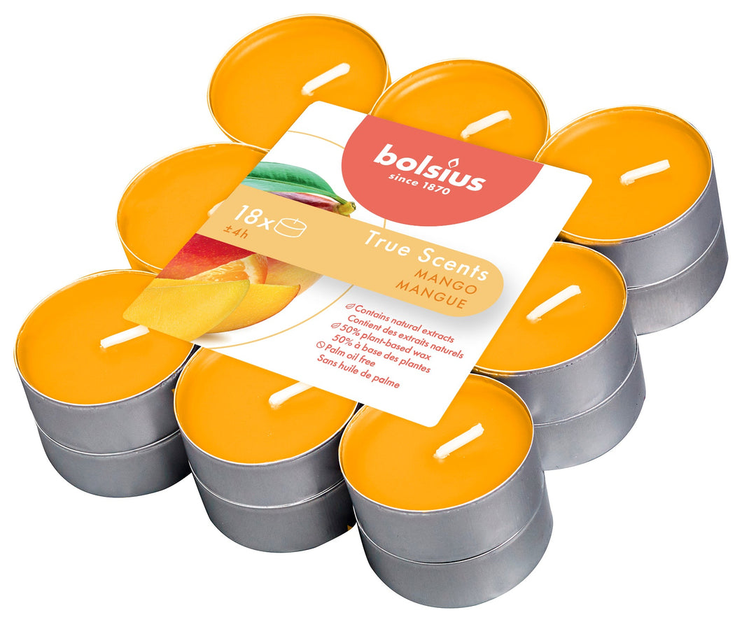 Bolsius True Scents Mango Tealight Candles, Scented - Pack of 18