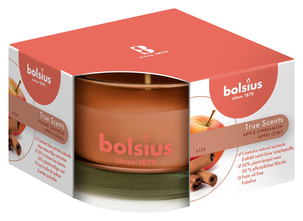 Bolsius True Scents Apple Cinnamon Candle in Glass, Scented - Available in different sizes