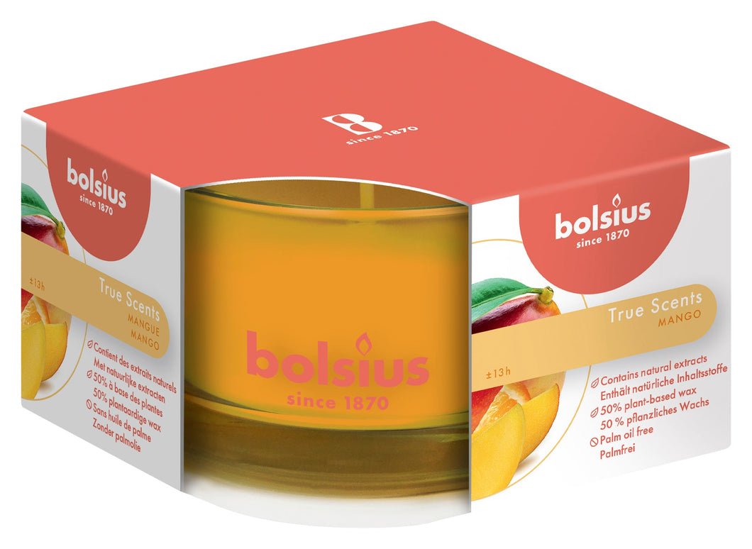 Bolsius True Scents Mango Candle in Glass, Scented - Available in different sizes