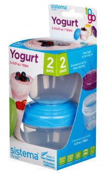 Sistema Yogurt To Go Pack of 2 Food Containers - Assorted Colors in Pack