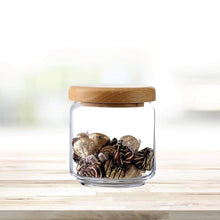 Load image into Gallery viewer, Ocean Glassware Set of 6 Wooden Pop Jars with White Plastic Lids - 500 ml
