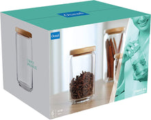 Load image into Gallery viewer, Ocean Glassware Set of 6 Wooden Pop Jars with White Plastic Lids - 1000 ml
