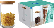 Load image into Gallery viewer, Ocean Glassware Set of 6 Wooden Pop Jars with White Plastic Lids - 1000 ml
