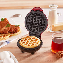 Load image into Gallery viewer, Dash Mini Waffle Maker Machine for Individuals, Paninis, Hash Browns, &amp; Other On the Go Breakfast, Lunch, or Snacks with Easy to Clean, Non-Stick Sides, 4 Inch, Red
