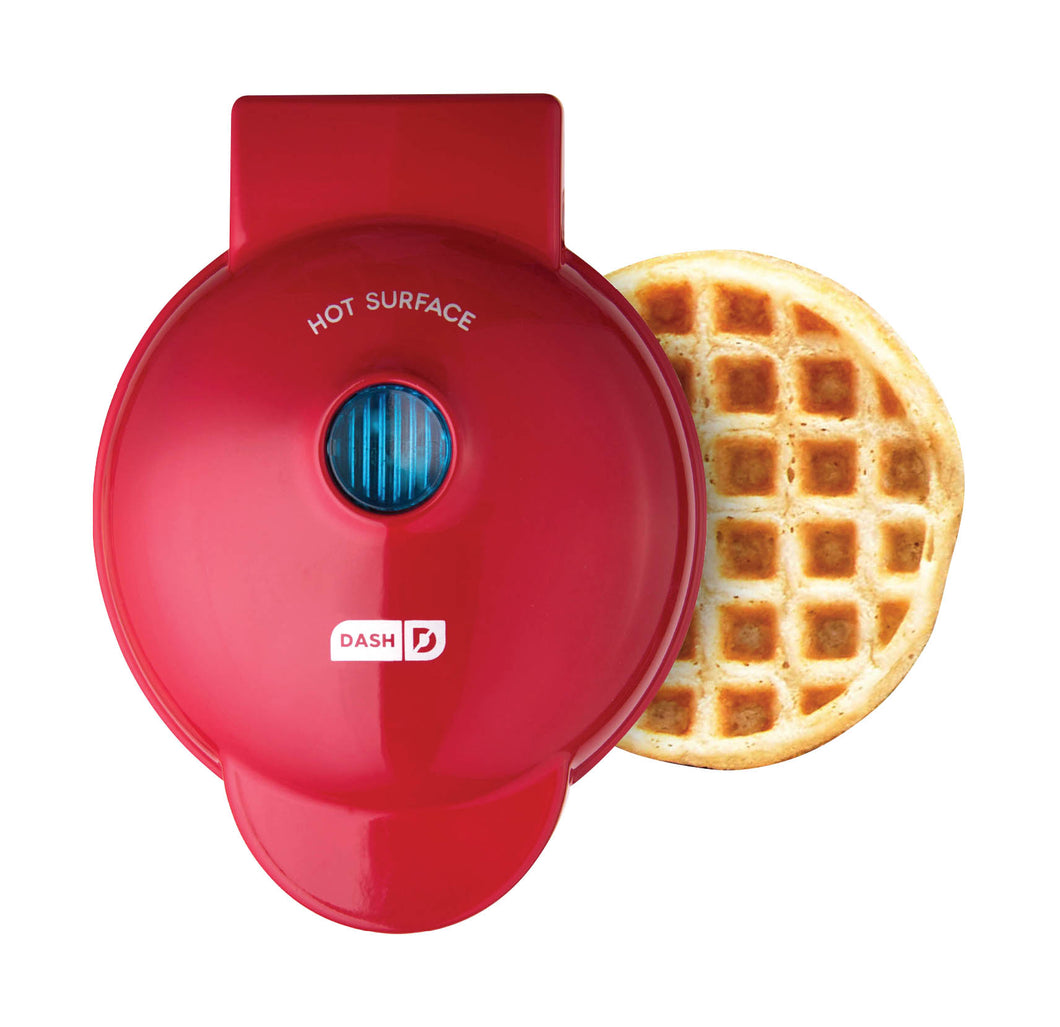 Dash Mini Waffle Maker Machine for Individuals, Paninis, Hash Browns, & Other On the Go Breakfast, Lunch, or Snacks with Easy to Clean, Non-Stick Sides, 4 Inch, Red