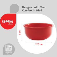 Load image into Gallery viewer, Gab Plastic Set of 4 Mixing Bowls with Rim, 17.5cm - Red
