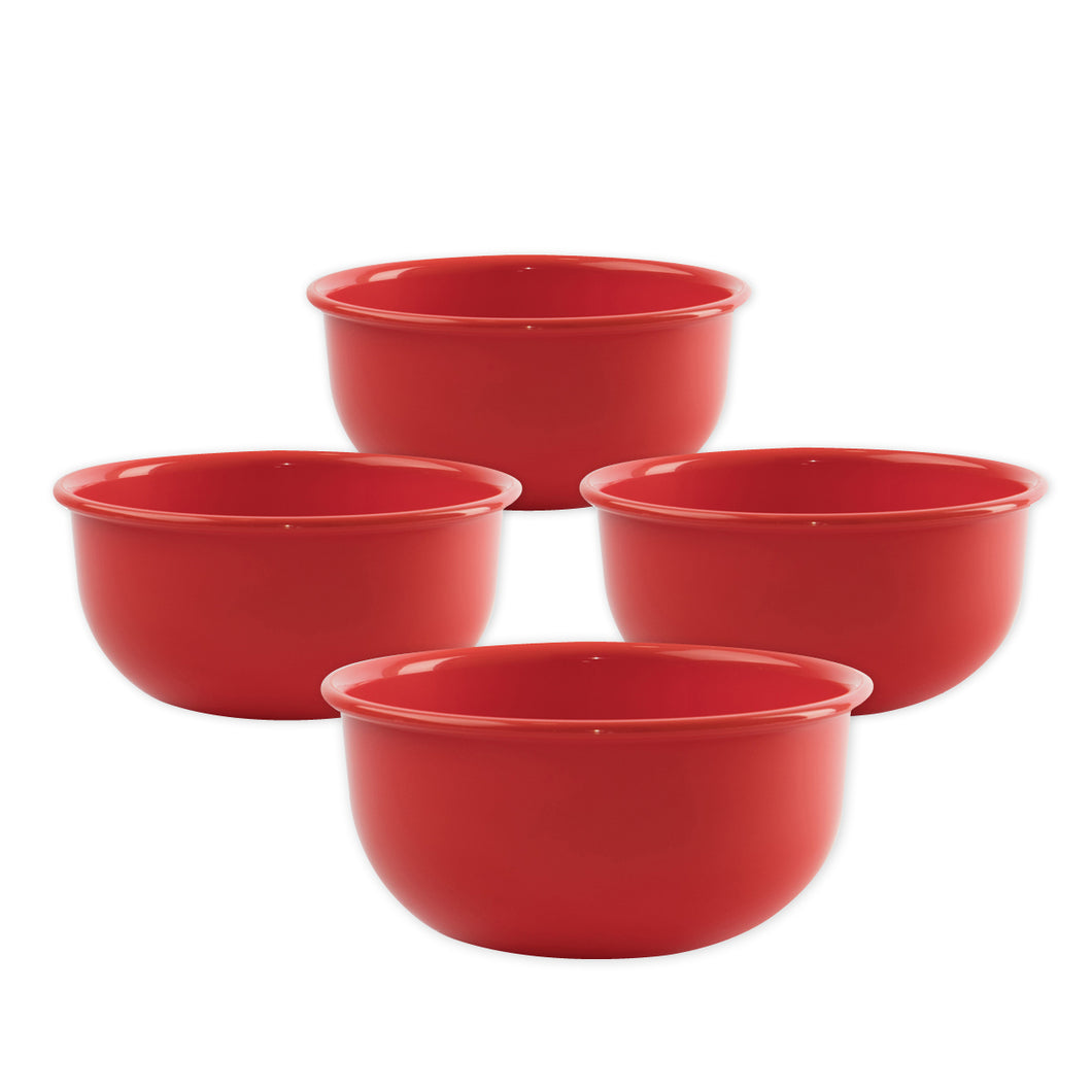 Gab Plastic Set of 4 Mixing Bowls with Rim, 17.5cm - Red