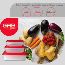 Load image into Gallery viewer, Gab Plastic Set of 3 Rectangular Food Containers Microwave Safe - Available in several colors
