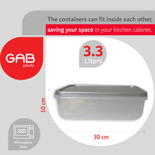 Load image into Gallery viewer, Gab Plastic Rectangular Food Containers Microwave Safe - 3.3 Liters,  Available in several colors

