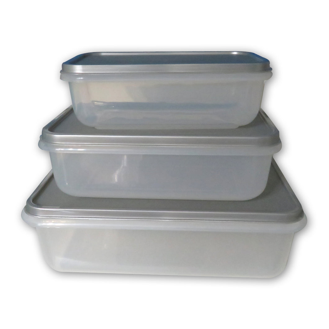 Gab Plastic Set of 3 Rectangular Food Containers Microwave Safe - Available in several colors