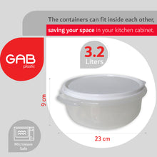 Load image into Gallery viewer, Gab Plastic Round Food Container Microwave Safe - 3.2L
