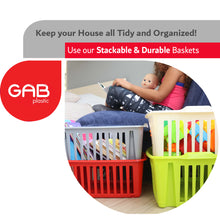 Load image into Gallery viewer, Gab Plastic Set of 3 Stackable Baskets, 39cm - Silver
