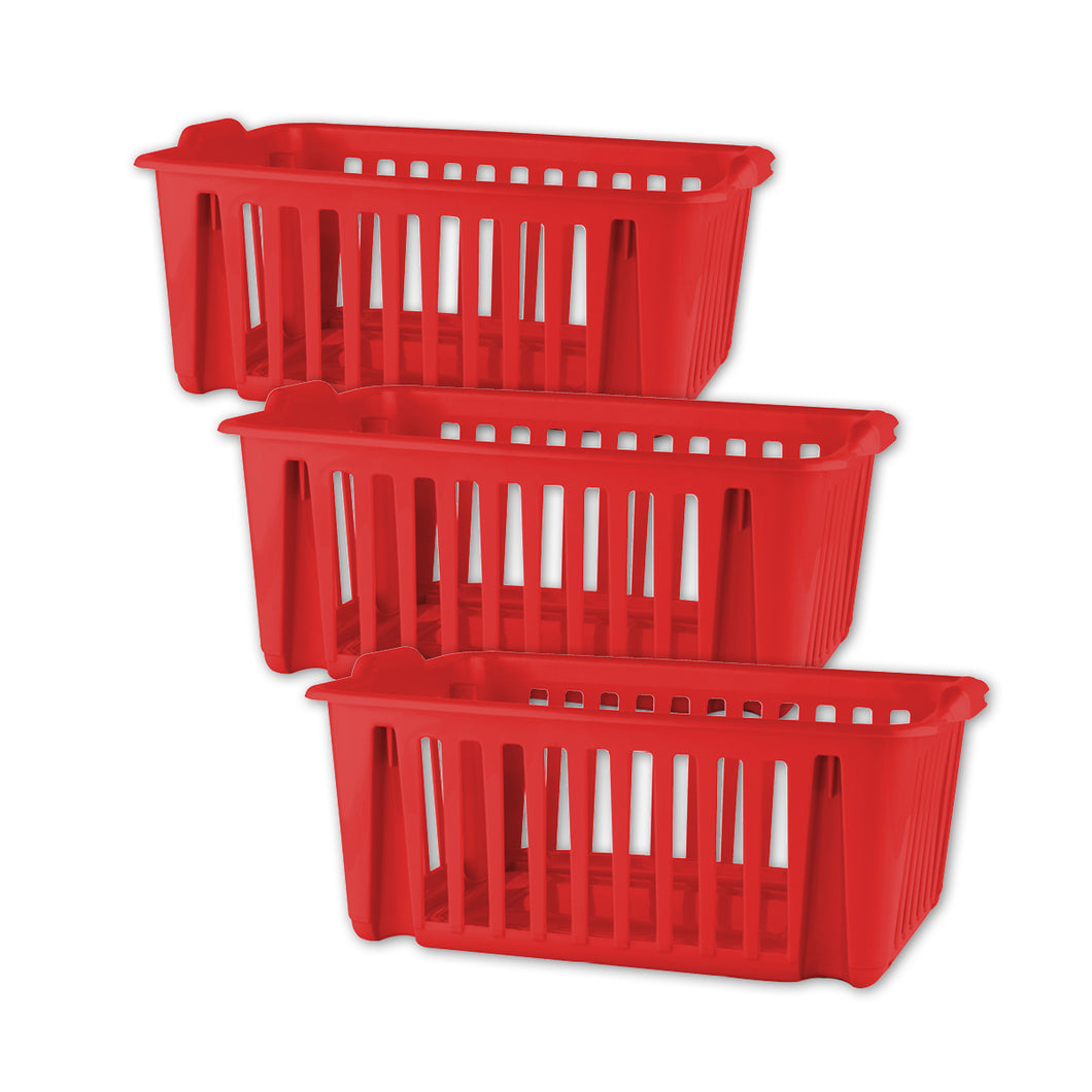 Gab Plastic Set of 3 Stackable Baskets, 39cm - Red