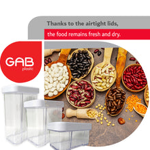 Load image into Gallery viewer, Gab Plastic Set of 3 Rectangular Food Canisters - White
