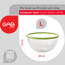 Load image into Gallery viewer, Gab Plastic Set of 3 Bowls with Rim - Small, Medium &amp; Large

