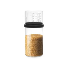 Load image into Gallery viewer, Brabantia Glass Storage Jar with Measuring Cup - 1 Liter, Dark Grey
