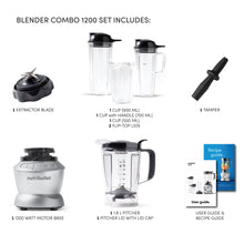 Load image into Gallery viewer, Nutribullet Full Size Blender + Combo , Multi-Function High Speed Blender, Mixer System with Nutrient Extractor, Smoothie Maker, Silver - 9 Piece Accessories, 1200 Watts

