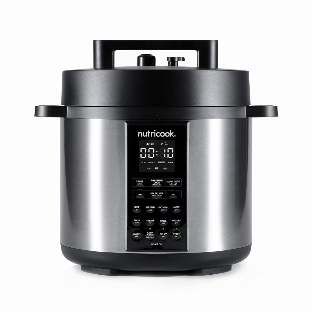 Nutricook Smart Pot 2, 9 in 1 Electric Pressure Cooker, Slow Cooker, Rice Cooker, Steamer, Sauté Pot, Yogurt Maker & more, 12 Smart Programs with new Smart Lid, Aluminum Non-stick Pot - 6 Liters
